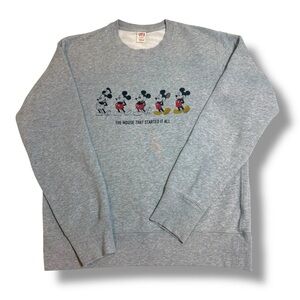 Uniqlo Gray Crewneck Sweater with Mickey Mouse Design